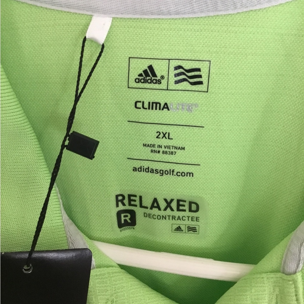 Light green Adidas climalite 100% polyester golf polo shirt size 2XL new with - Picture 4 of 7